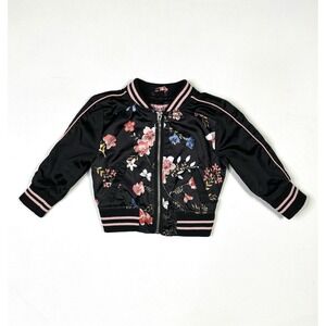 Urban Republic Baby Jacket Size 18M Floral Full Zip Black Pink